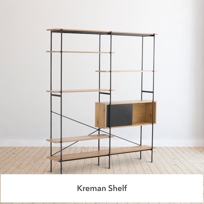 Kreman Shelf - Black, Oak - 1