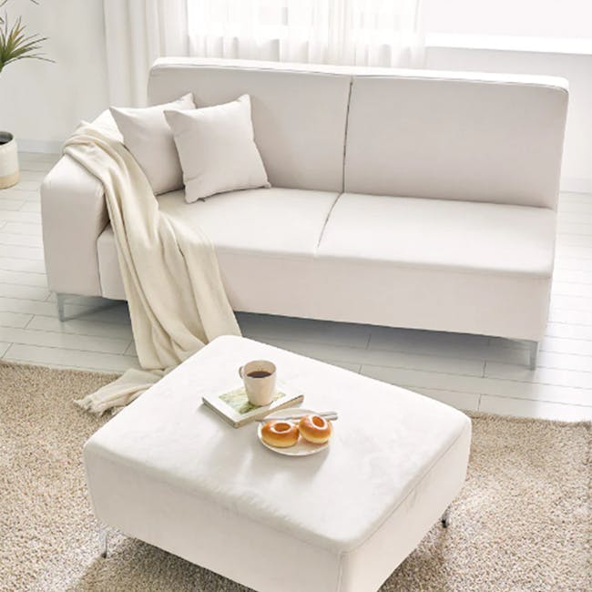 Macaron 3 Seater Left Arm Chaise Sofa - Ivory (Pet Friendly) - 4 - White modern sofa, minimalist decor, cozy living room