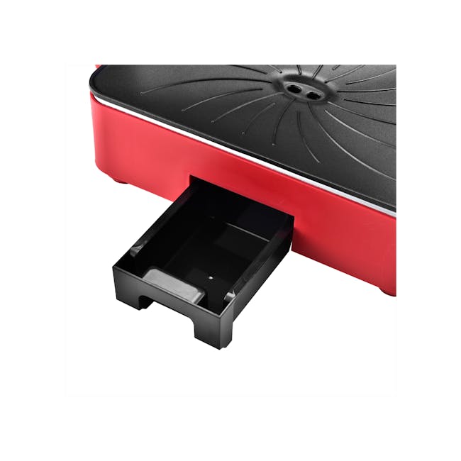 MORRIES Korean Infrared BBQ Grill - 3 - Red and black printer, black tray, open tray, black interior, black tray with lid