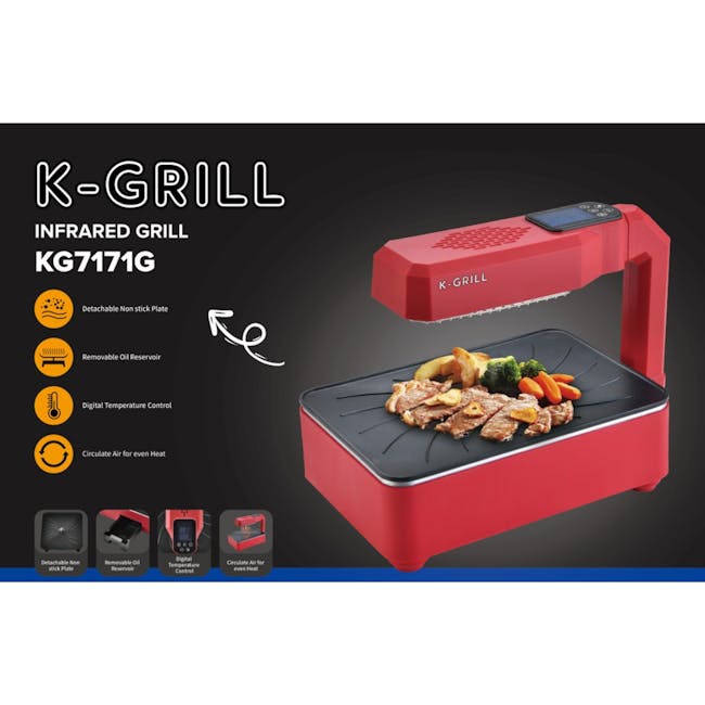 MORRIES Korean Infrared BBQ Grill - 6 - Infrared grill, detachable non-stick plate, removable oil reservoir, digital