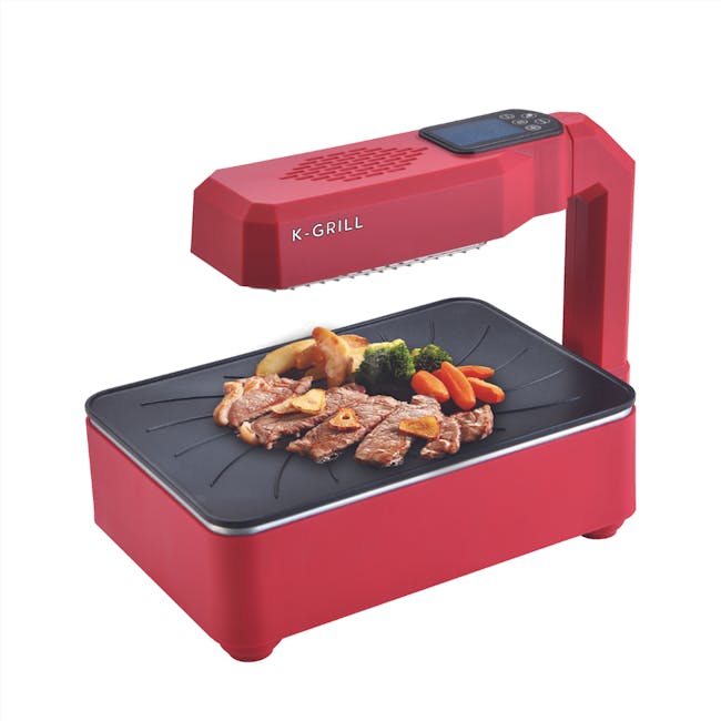 MORRIES Korean Infrared BBQ Grill - 4 - Red K-Grill grill, portable cooking, black griddle, meat cooking, vegetables, carrot