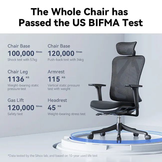 Sihoo M57 Ergonomic Chair - Black/Grey - 12