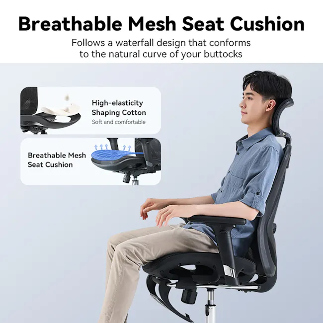 Sihoo M57 Ergonomic Chair - Black/Grey - 9