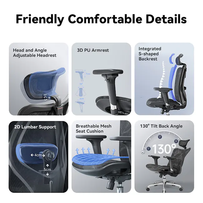 Sihoo M57 Ergonomic Chair - Black/Grey - 11