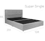 ESSENTIALS Super Single Headboard Box Bed - Smoke (Fabric) - 4