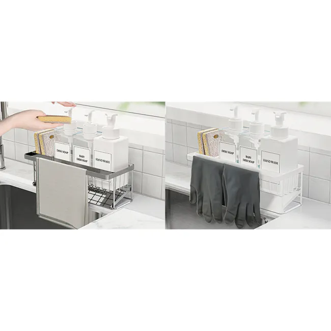 ESSENTIALS Sink Storage Sponge Rack Shelf 30cm - Silver - 9