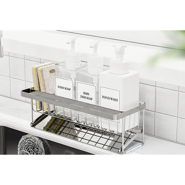 ESSENTIALS Sink Storage Sponge Rack Shelf 30cm - Silver - 8
