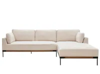 Hudson L-Shaped Sofa - Walnut, Cream Beige