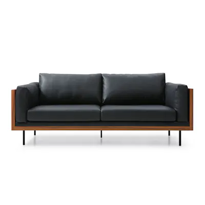 (As-is) Bentley 3 Seater Sofa - Jet Black (Faux Leather) - 29