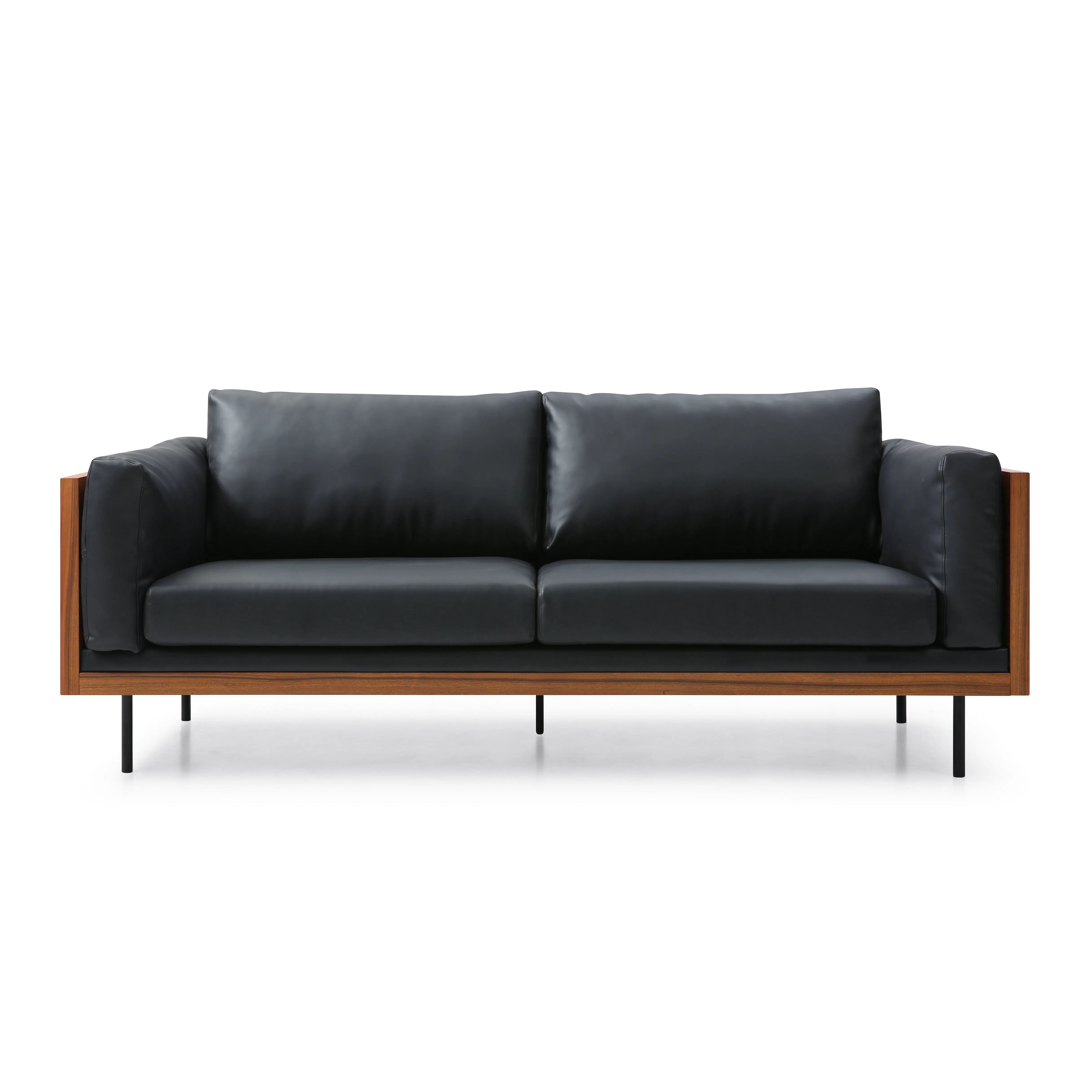 (As-is) Bentley 3 Seater Sofa - Jet Black (Faux Leather) - 30