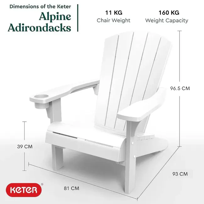 Alpine Adirondack Outdoor Lounge Chair - White - 11