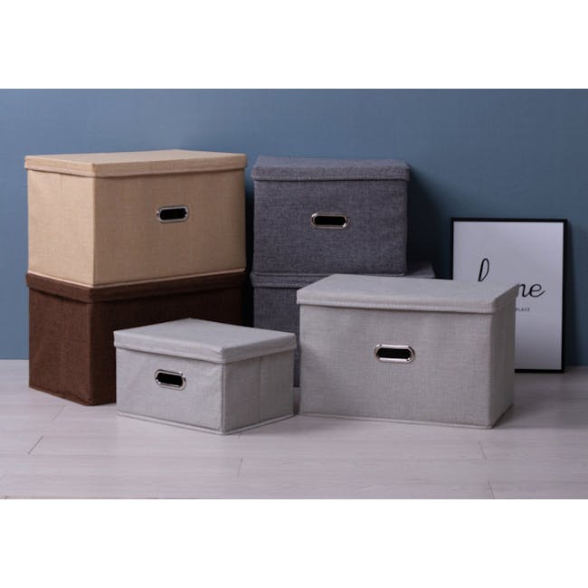 Leonard Fabric Storage Box - Light Grey - Medium - 3