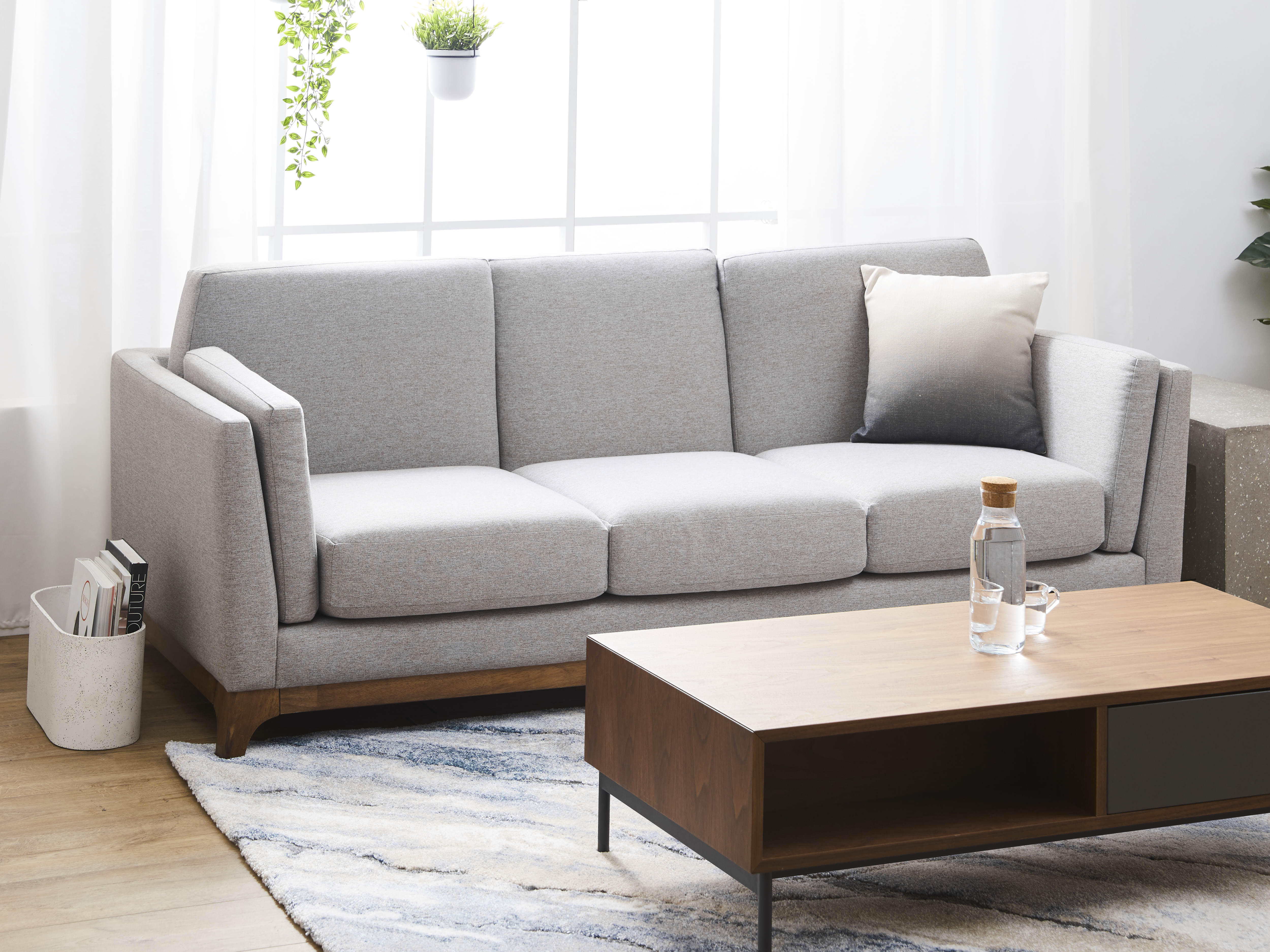 grey sofa with chair