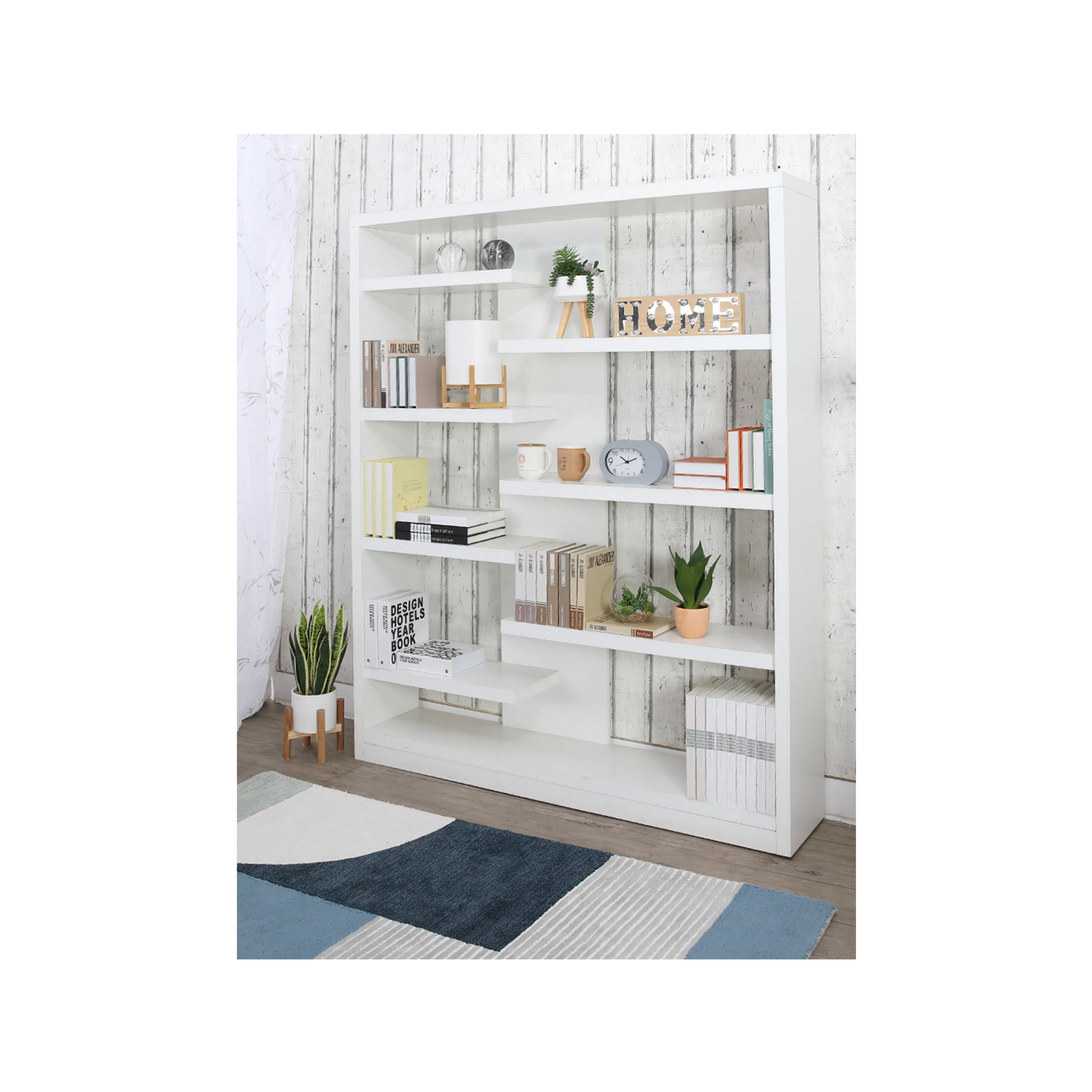 Ryker Bookshelf 1.5m - 9 - White bookshelf, minimalist design, modern decor, cozy atmosphere, book collection, decorative