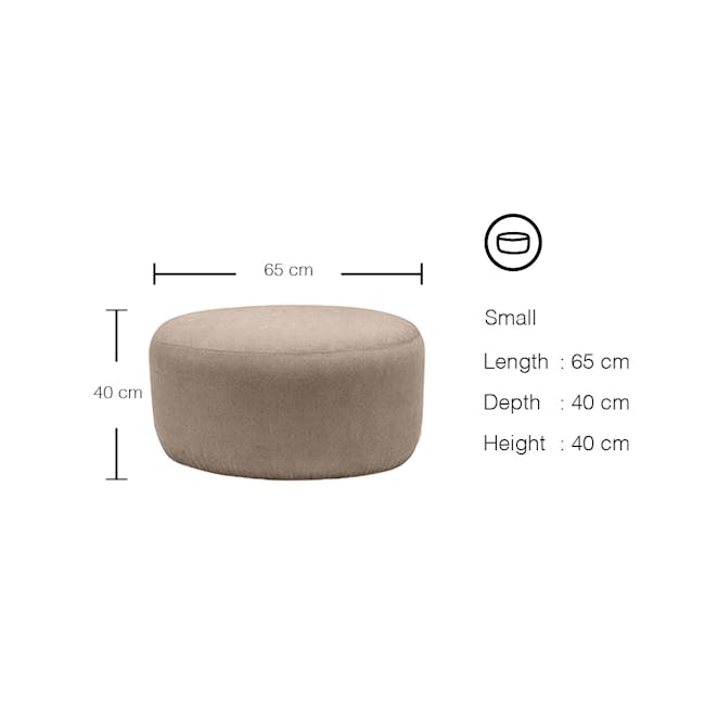 Pebble Ottoman - Thunder (2 Sizes) - 5 - Small, Round, Cushioned, Ergonomic, Comfortable, Compact, Lightweight, Portable