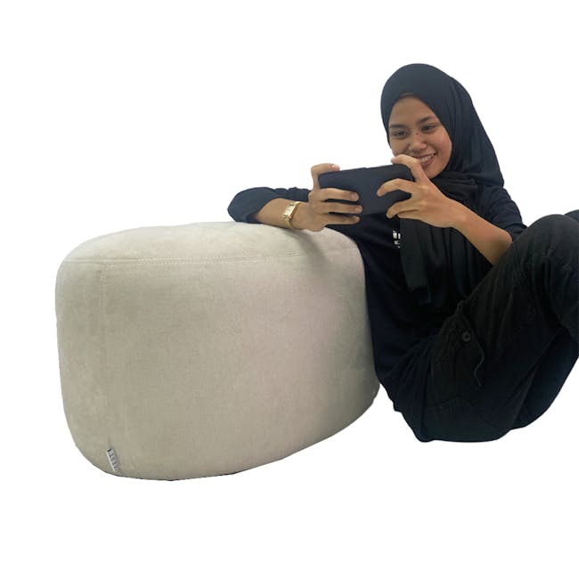 Pebble Ottoman - Thunder (2 Sizes) - 10 - black hijab, black hoodie, black pants, beige ottoman, modern design, comfortable