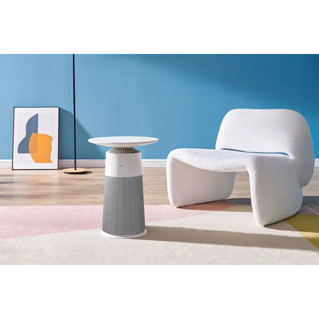 LG Puricare™ Aerofurniture - Cream White - 3 - Modern minimalist living room, contemporary furniture, sleek white chair
