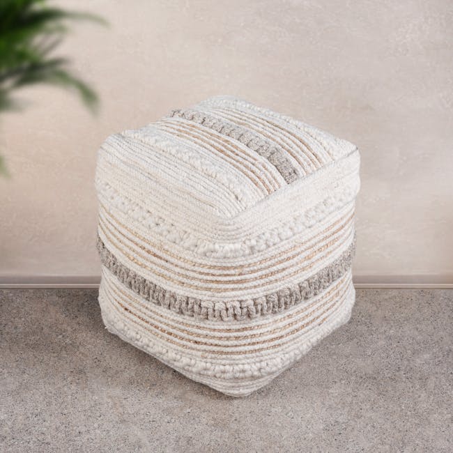 Chian Wool Jute Pouf - 2