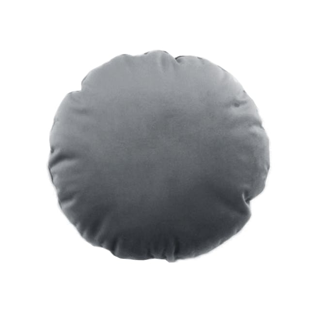 Mona Round Velvet Cushion - Dark Grey - 0