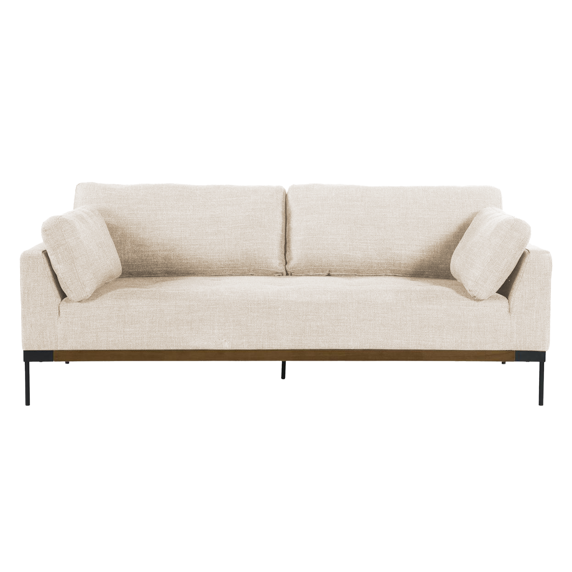 Hudson 3 Seater Sofa - Walnut, Cream Beige