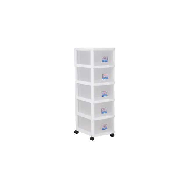 TOYOGO Marine 5 Tier Cabinet with Wheels - White - 1