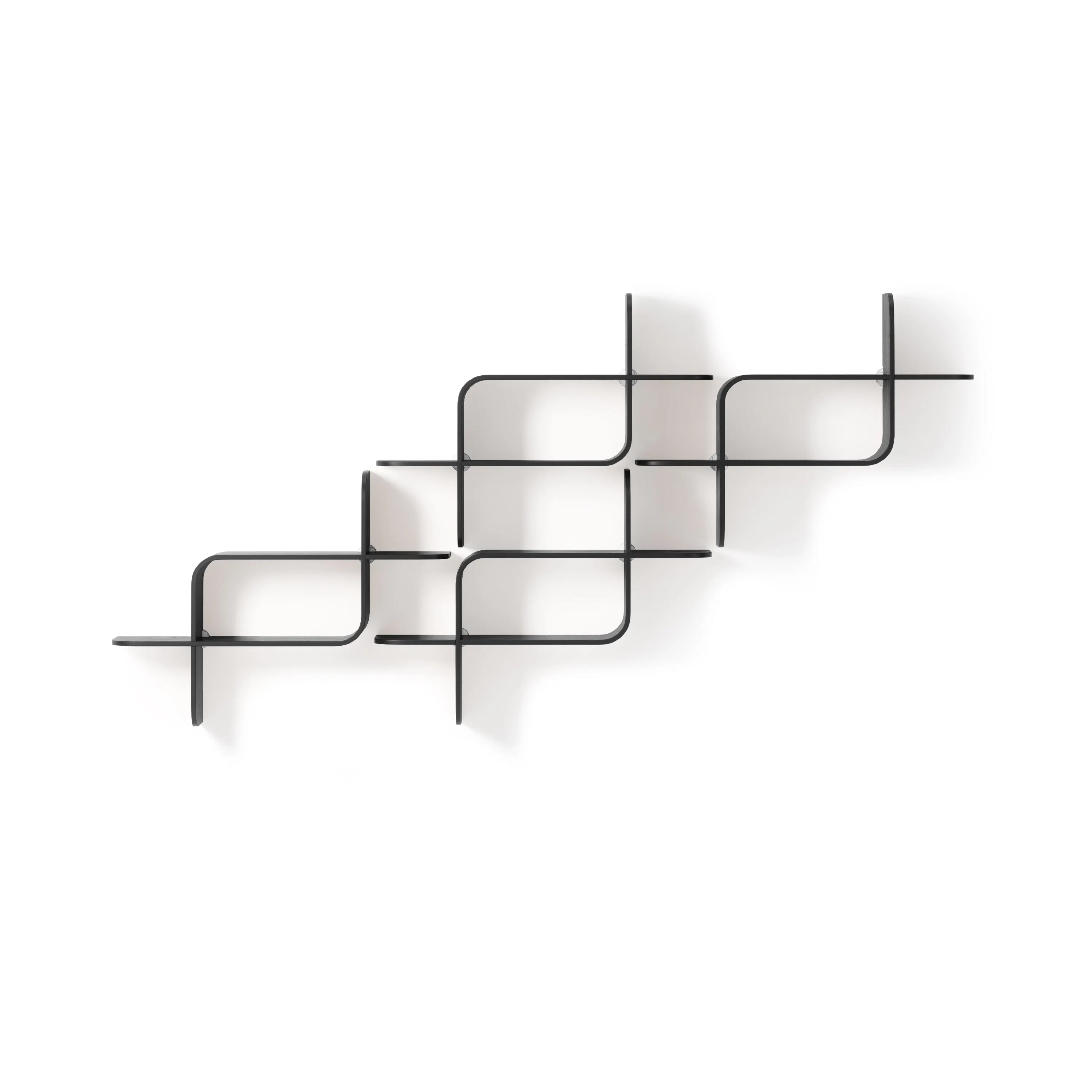Montage Shelf - Black - 13 - Sleek, modern metal furniture design, Abstract geometric shapes, Minimalist black metal