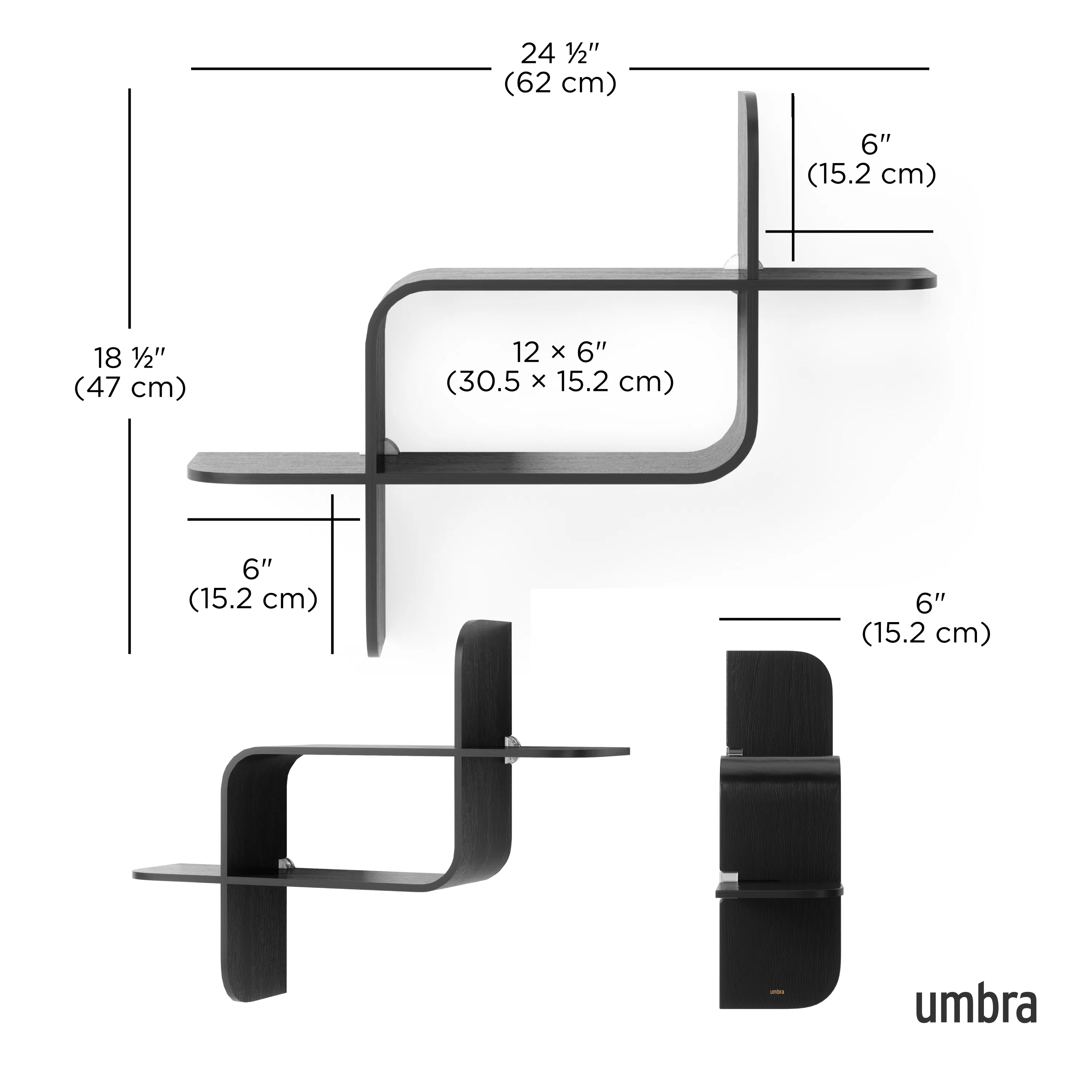 Montage Shelf - Black - 20 - modern minimalist shelf, sleek black shelf, contemporary shelving unit, elegant shelving