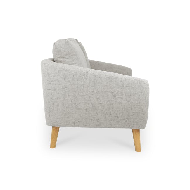 Hana 2 Seater Sofa - Sand - 2 - Grey upholstered armchair, modern design, light wood legs, textured fabric, comfortable