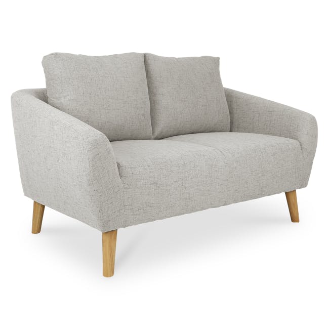 Hana 2 Seater Sofa - Sand - 3 - Light gray upholstered sofa, wooden legs, minimalist design, textured fabric, comfortable