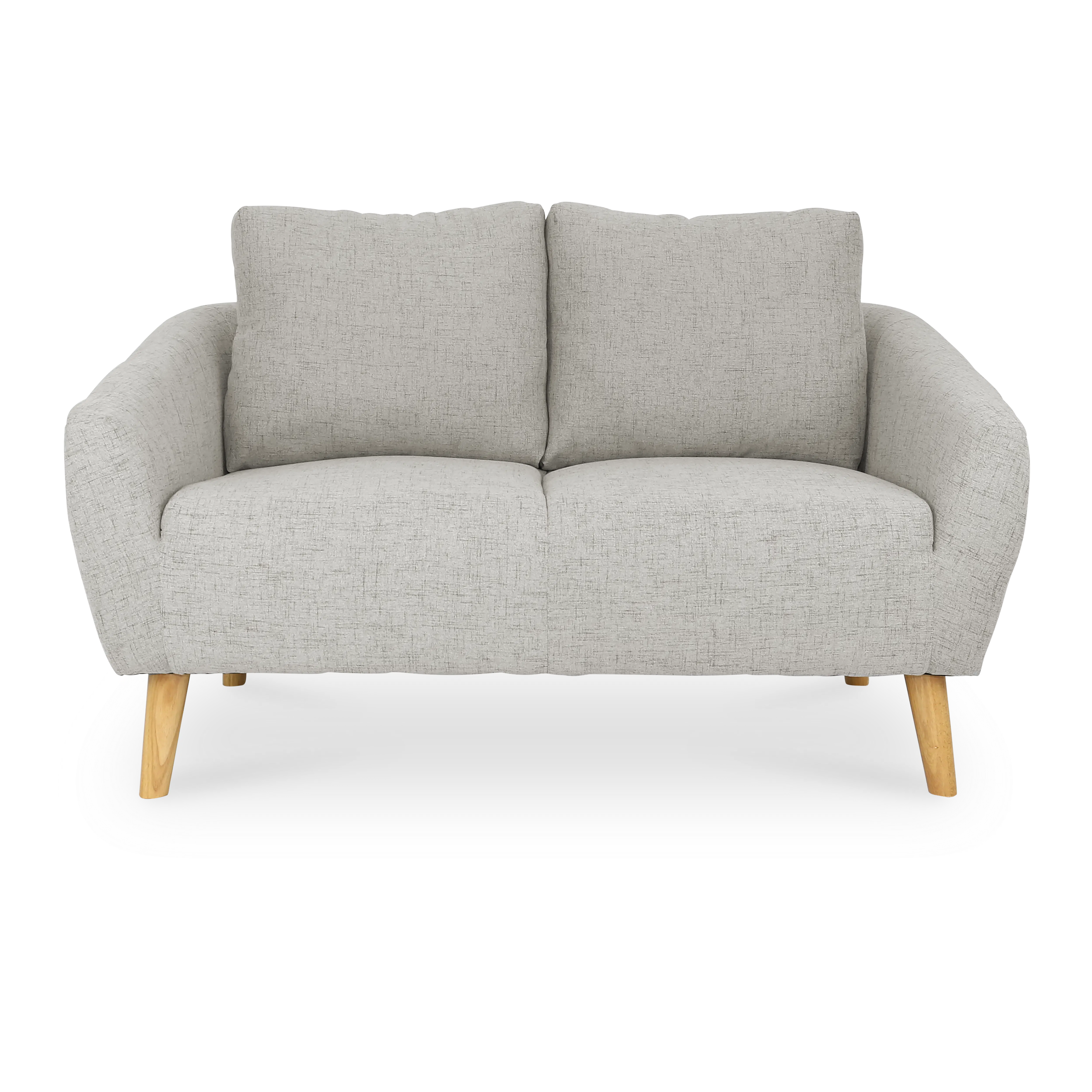 Hana 2 Seater Sofa - Sand - 10 - Light gray upholstered sofa, wooden legs, minimalist design, modern decor, comfortable