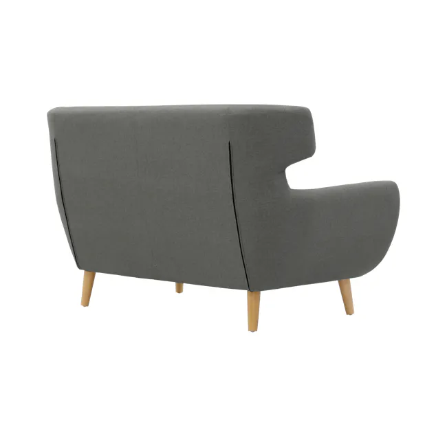 Agatha 3 Seater Sofa with Agatha 2 Seater Sofa - Granite - 5 - Grey upholstered modern chair, wooden legs, minimalist