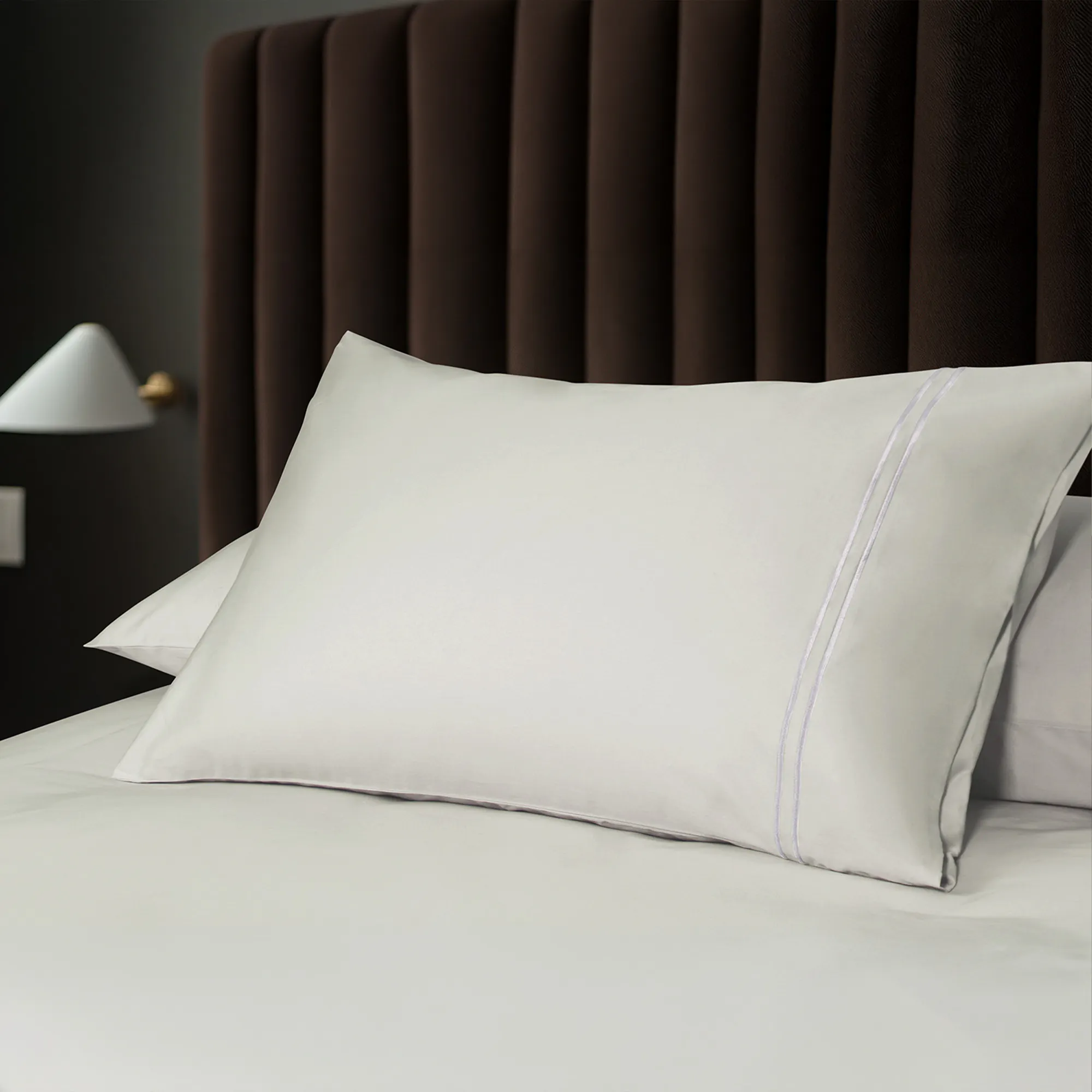 IE Maison Hotel Suite Premium Cotton Solid Fitted Sheet Set with Embroidery - Ivory (4 Sizes)