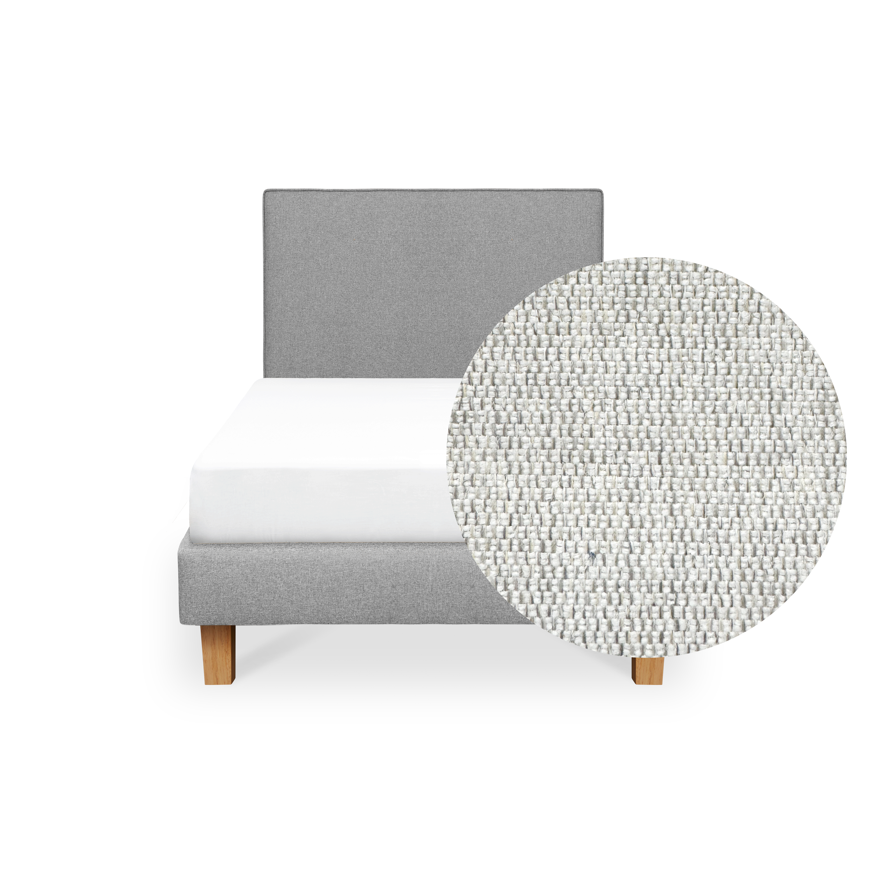 ESSENTIALS Single Headboard Divan Bed - Dew (Eco Clean Fabric)