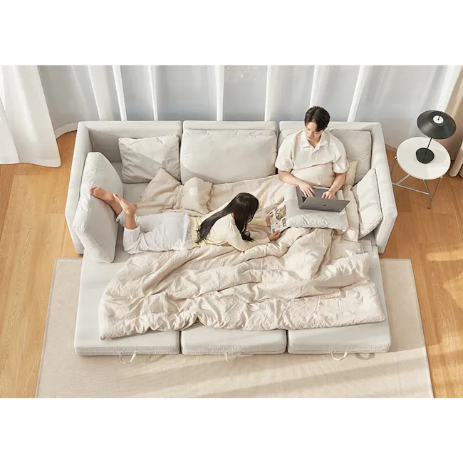Mara Modular Armless Sofa Bed - Ivory (Aquatex Fabric) - 36
