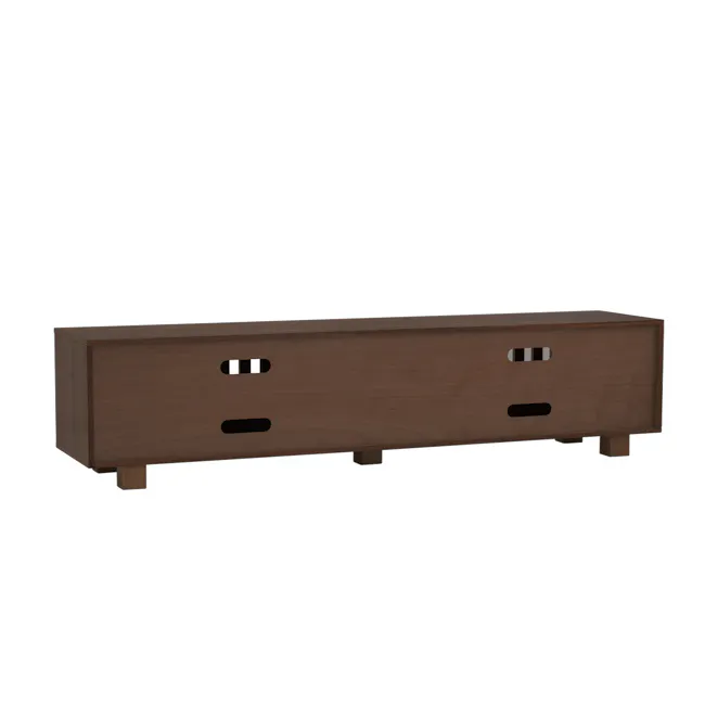 Keita TV Console 1.8m - Walnut - 6 - Wooden sideboard, dark brown finish, rectangular shape, three drawers, vertical slits