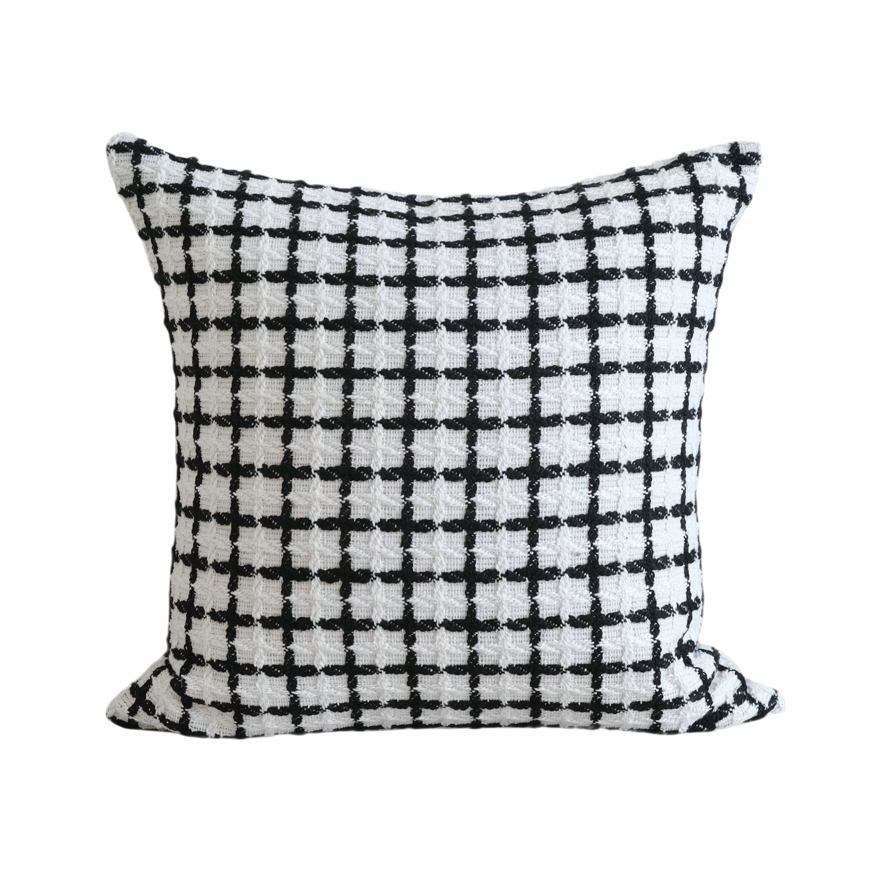 Terry Textured Grid Pattern Cushion - White