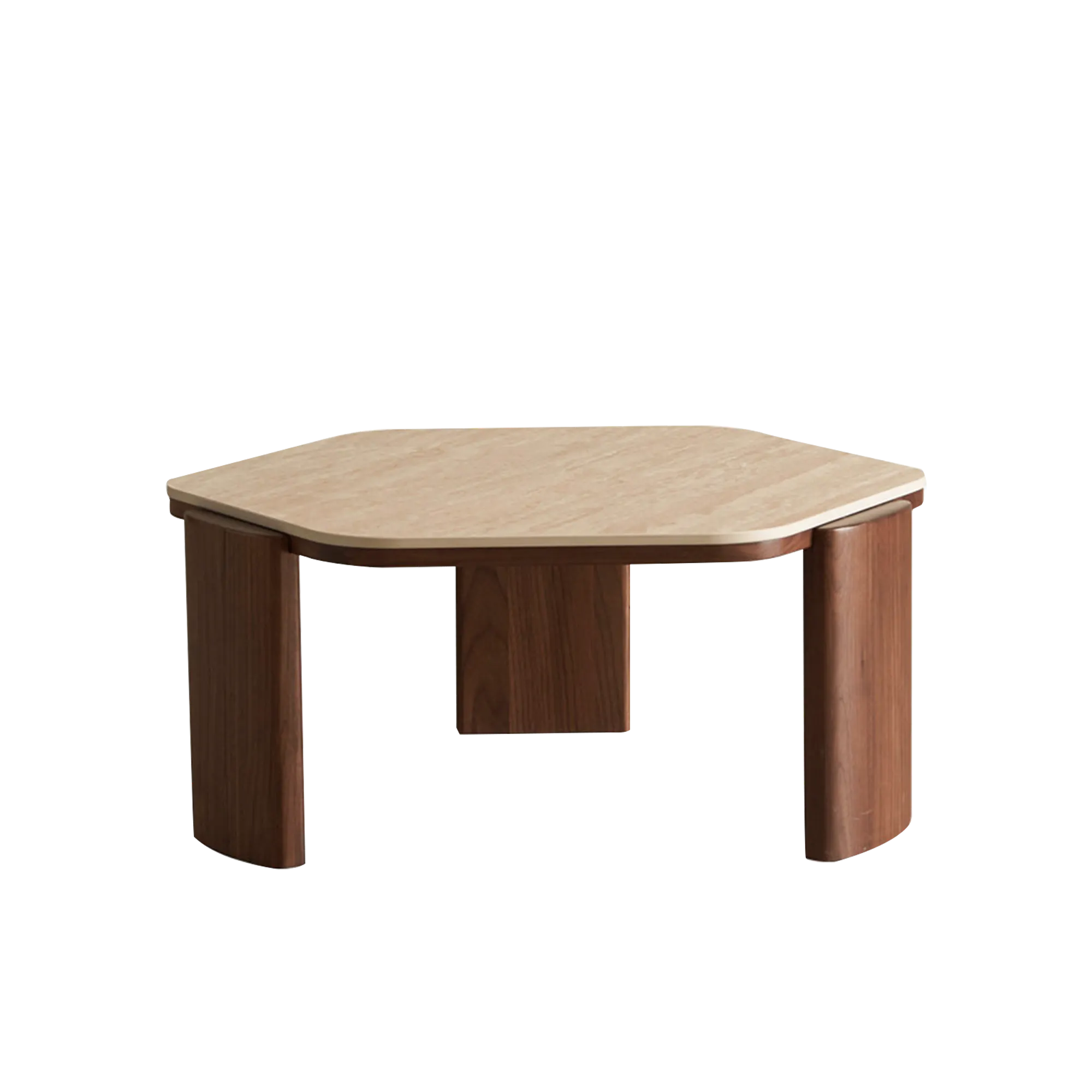 Octi Coffee Table - Black Walnut, Travertine (Sintered Stone)