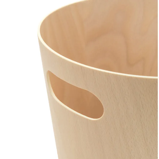 Woodrow Can - Natural - 4 - Wooden container with smooth, curved edges, minimalist design, natural wood grain texture, soft