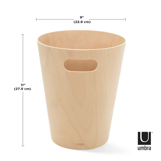 Woodrow Can - Natural - 7 - Umbra 9-inch wooden bin with 11-inch opening, Ergonomic design for storage with Umbra, Umbra