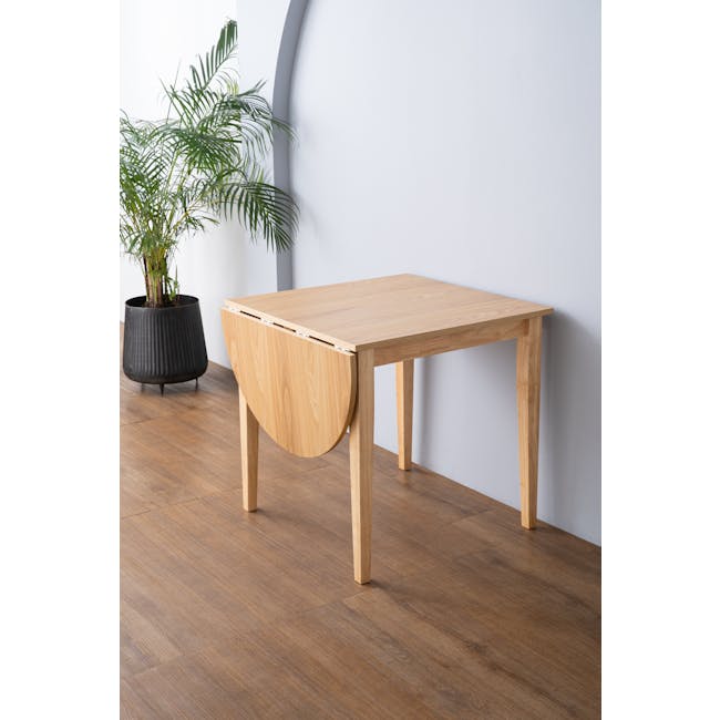 Taurine Extendable Dining Table 0.75m-1.15m in Natural with 2 Harold Dining Chairs in White - 4