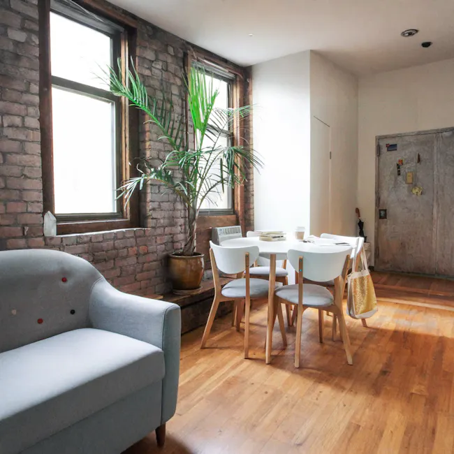 Harold Dining Table 1.5m in Natural, White with Harold Bench 1m and 2 Harold Dining Chairs in Dolphin Grey - 22 - brick