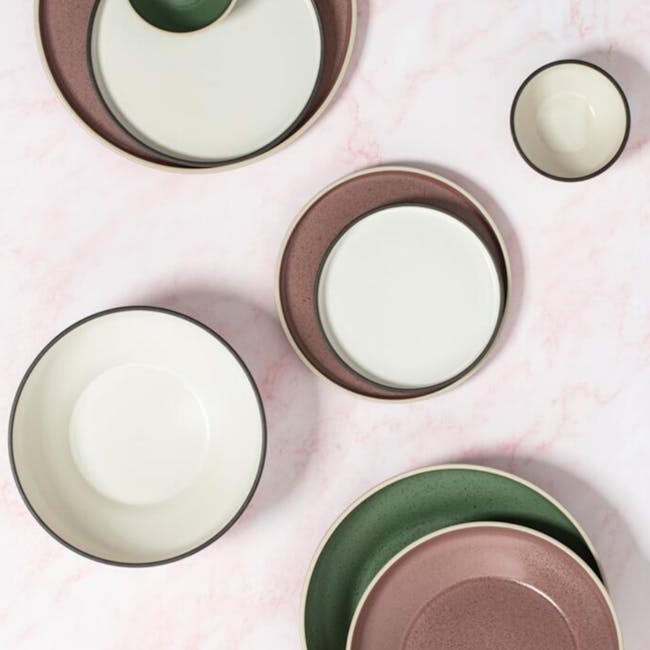 Luzerne Mod Deep Coupe Plate - Smoky Plum (3 Sizes) - 5 - White and brown plates, marble background, minimalist design