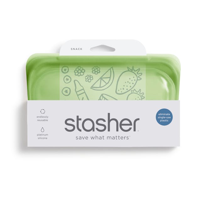 Stasher Reusable Silicone Bag - Snack - Green - 6