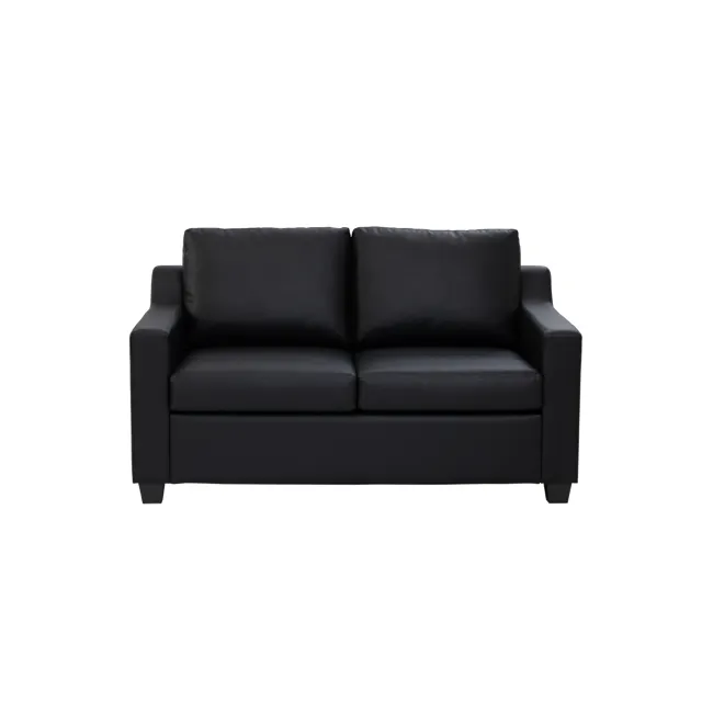 Baleno 2 Seater Sofa - Espresso (Faux Leather) - 1 - Black leather sofa, minimalist design, modern living room, sleek