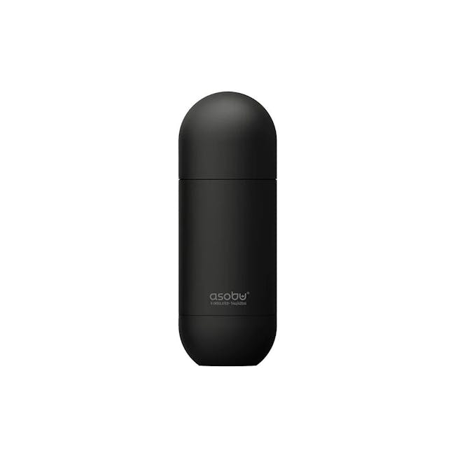 Asobu Puramic Orb Water Bottle 420ml - Black - 1 - Sleek black cylindrical device, Minimalist design with matte finish