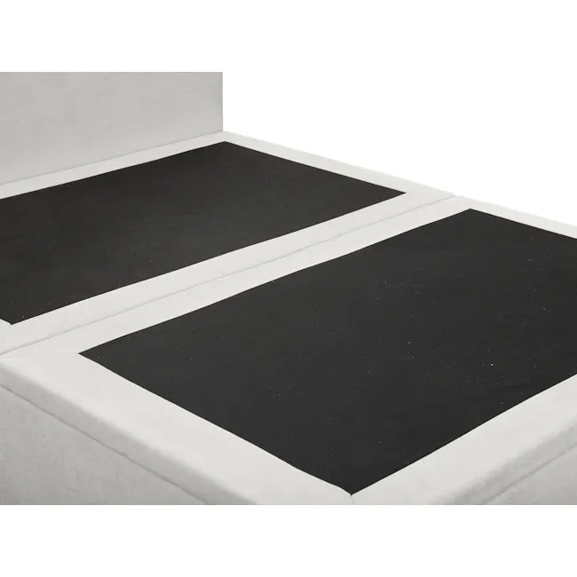 Aspen Queen Storage Bed - Ice Grey - 10 - Black fabric sofa, white frame, minimalist design, clean lines, soft texture