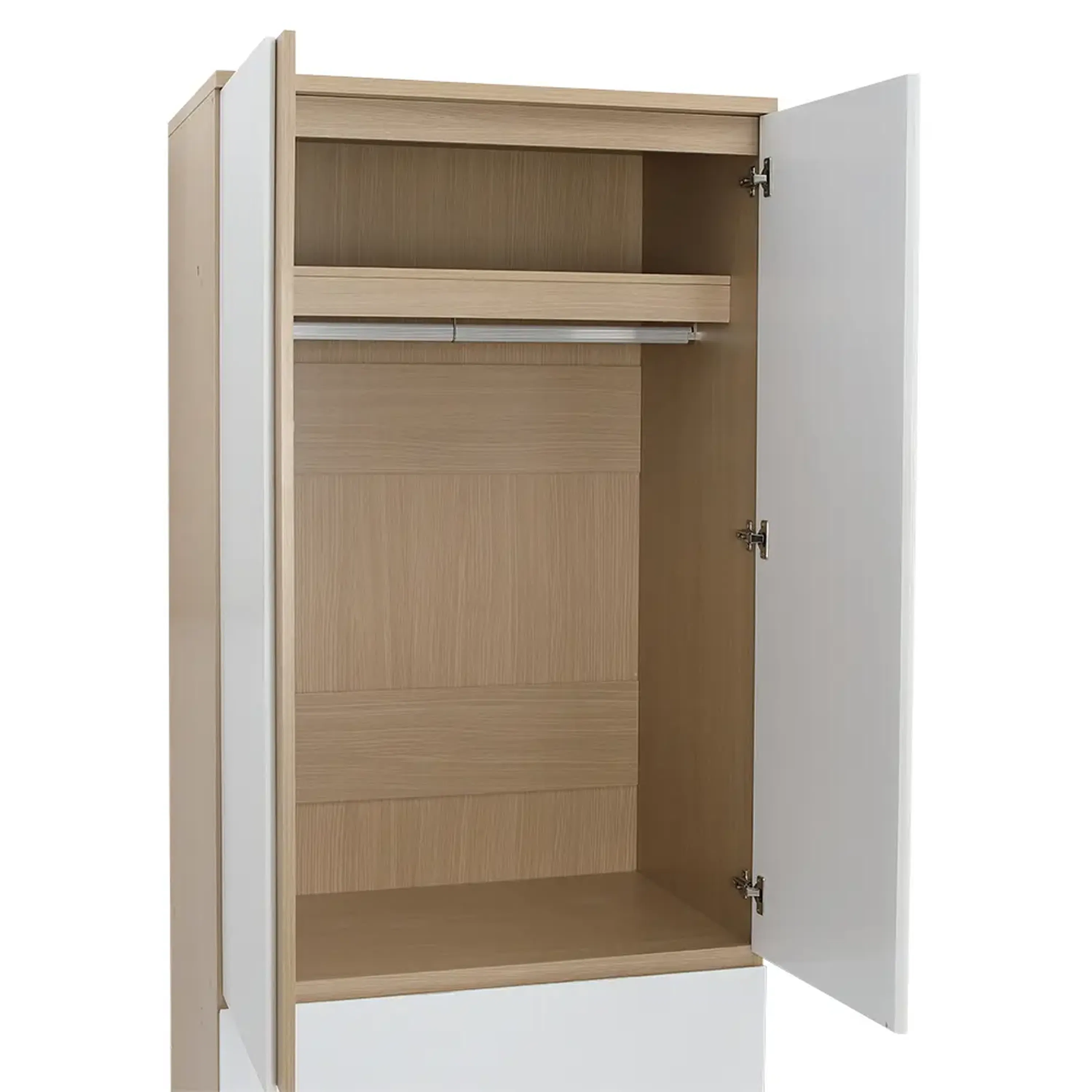 Firoh 2 Door Wardrobe with 1 Drawer - White, Oak - 7