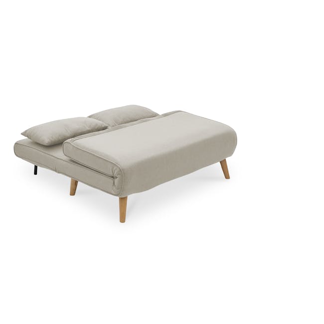 Noel 2 Seater Sofa Bed - Oatmeal - 5 - Modern minimalist sofa, light beige fabric, wooden legs, sleek design, comfortable