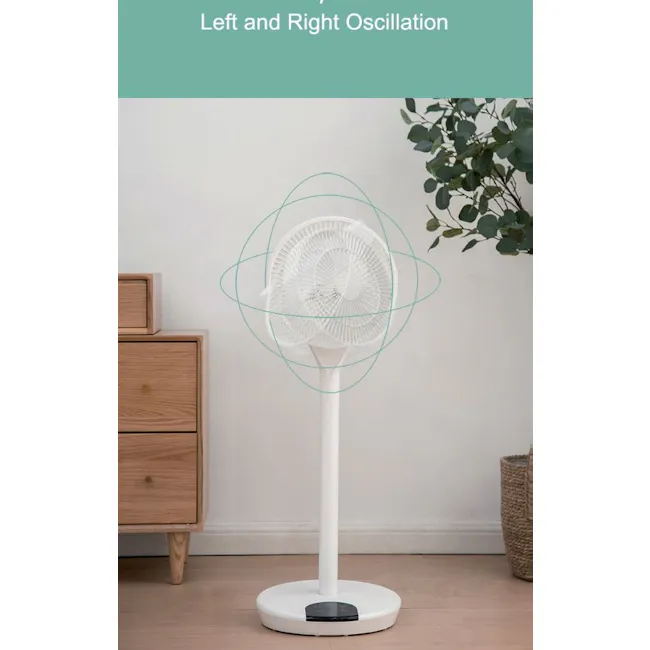 IRIS Ohyama Stand Fan LFD22T - 6 - White electric fan, left and right oscillation, minimalist design, modern home decor