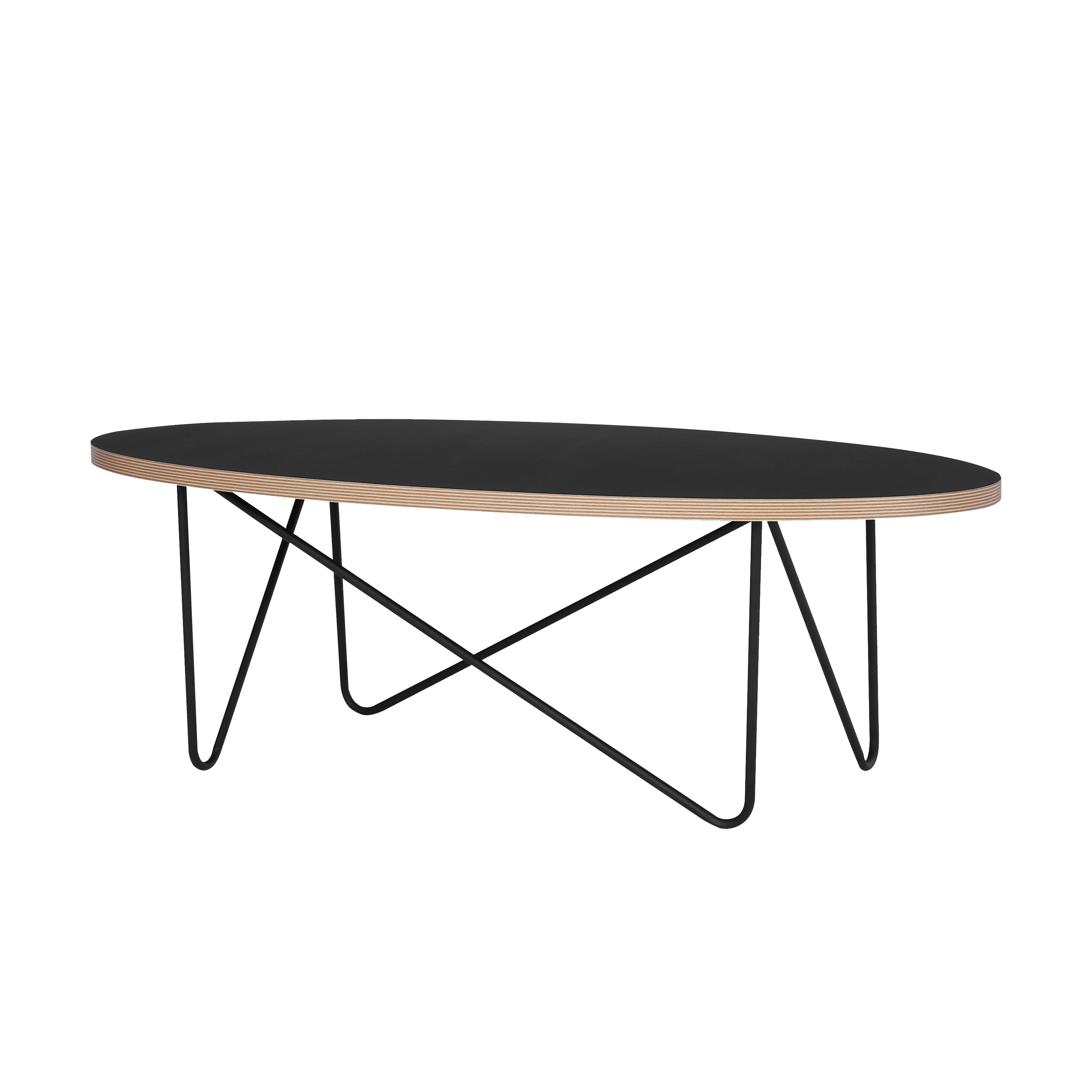 oval coffee table with metal legs